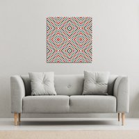 Benjamin Tate Design Repeated squares & rhombuses ornamental abstract Tribal motif (Canvas Print) / 90 x 90 x 4cm in Natural | Size: 90 x 90 x 4 cm