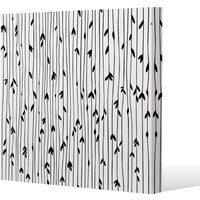 Benjamin Tate Design sketchy leaves scattered on hand drawn lines on white background (Canvas Print) / 127 x 127 x 4cm | Size: 127 x 127 x 4 cm