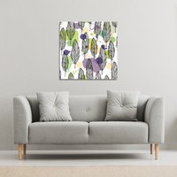 Benjamin Tate Design Spotted colored feather seamless pattern, vector background (Canvas Print) / 114 x 114 x 4cm in Natural | Size: 114 x 114 x 4 cm