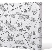 Benjamin Tate Design Tribal Feathers arrows & diamonds (Canvas Print) / 61 x 61 x 4cm in Natural | Size: 61 x 61 x 4 cm