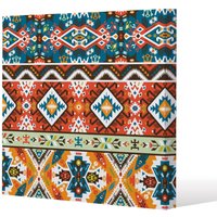 Benjamin Tate Design Colorful pattern in tribal style (Canvas Print) / 46 x 46 x 4cm in Natural | Size: 46 x 46 x 4 cm
