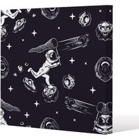 Benjamin Tate Design Astronaut catches a comet (Canvas Print) / 61 x 61 x 4cm in Natural | Size: 61 x 61 x 4 cm