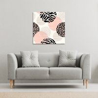 Benjamin Tate Design Abstract geometrics with animal print & circles (Canvas Print) / 46 x 46 x 4cm in Natural | Size: 46 x 46 x 4 cm