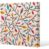 Benjamin Tate Design Autumn leaves & twigs (Canvas Print) / 77 x 77 x 4cm in Natural | Size: 77 x 77 x 4 cm