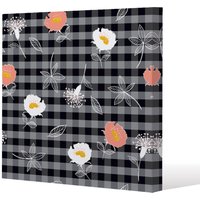 Benjamin Tate Design Blooming hand drawn orange & white flowers (Canvas Print) / 61 x 61 x 4cm in Natural | Size: 61 x 61 x 4 cm