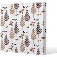 Benjamin Tate Design Christmas Tree, Holly leaf pattern (Canvas Print) / 90 x 90 x 4cm in Natural | Size: 90 x 90 x 4 cm