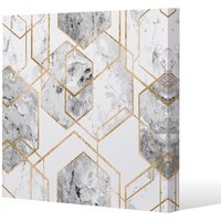 Benjamin Tate Design Geometric marble pattern with gold glitter (Canvas Print) / 101 x 101 x 4cm in Natural | Size: 101 x 101 x 4 cm