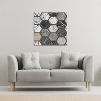 Benjamin Tate Design Hexagon marble (Canvas Print) / 114 x 114 x 4cm in Natural | Size: 114 x 114 x 4 cm