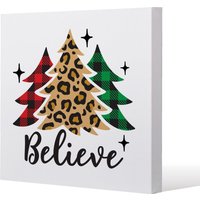 Benjamin Tate Design Christmas trees with leopard print (canvas) / 77 x 77 x 4cm in Natural | Size: 77 x 77 x 4 cm