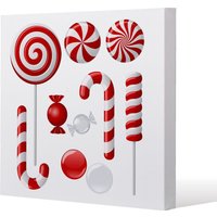 Benjamin Tate Design Different red & white candies (canvas) / 120x 120 x 4cm in Natural | Size: 120x 120 x 4 cm
