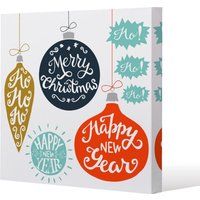 Benjamin Tate Design Vintage christmas baubles with merry christmas (canvas) / 90 x 90 x 4cm in Natural | Size: 90 x 90 x 4 cm