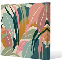 Benjamin Tate Design artistic abstract leaves (Canvas Print) / 114 x 114 x 4cm in Natural | Size: 114 x 114 x 4 cm