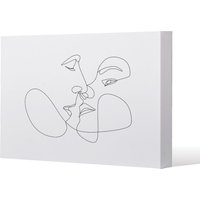 Benjamin Tate Design couple kiss in line art (Canvas Print) / 77 x 51 x 4cm in Natural | Size: 77 x 51 x 4 cm