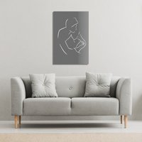 Benjamin Tate Design Drawing of a couple in one line (Canvas Print) / 61 x 41 x 4cm in Natural | Size: 61 x 41 x 4 cm