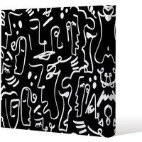 Benjamin Tate Design Geometric Shapes Repeating (Canvas Print) / 90 x 90 x 4cm in Natural | Size: 90 x 90 x 4 cm