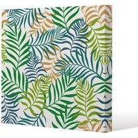 Benjamin Tate Design Green Tropical Palm Leaves (Canvas Print) / 77 x 77 x 4cm in Natural | Size: 77 x 77 x 4 cm