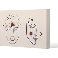 Benjamin Tate Design Celestial elements like stars, moon, sun & planets (Canvas Print) / 61 x 41 x 4cm in Natural | Size: 61 x 41 x 4 cm