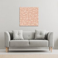 Benjamin Tate Design line drawing abstract faces (Canvas Print) / 101 x 101 x 4cm in Natural | Size: 101 x 101 x 4 cm