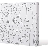 Benjamin Tate Design line drawing of faces (Canvas Print) / 46 x 46 x 4cm in Natural | Size: 46 x 46 x 4 cm