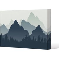 Benjamin Tate Design mountain landscape illustration (Canvas Print) / 114 x 77 x 4cm in Natural | Size: 114 x 77 x 4 cm