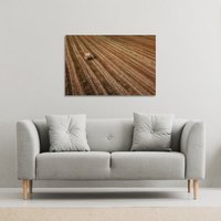 Benjamin Tate Design Aerial view of hay bale fields (Canvas Print) / 101 x 77 x 4cm in Natural | Size: 101 x 77 x 4 cm