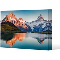 Benjamin Tate Design Fantastic evening panorama of Bachalp lake (Canvas Print) / 101 x 77 x 4cm in Natural | Size: 101 x 77 x 4 cm