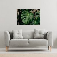 Benjamin Tate Design Monstera Leaves in home interior (Canvas Print) / 61 x 41 x 4cm in Natural | Size: 61 x 41 x 4 cm