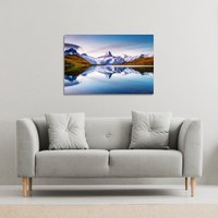 Benjamin Tate Design Panoramic view of the Mt. Schreckhorn & Wetterhorn (Canvas Print) / 101 x 77 x 4cm in Natural | Size: 101 x 77 x 4 cm
