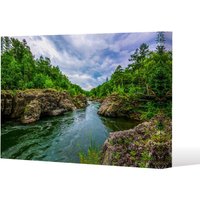 Benjamin Tate Design River in mountain forest landscape (Canvas Print) / 31 x 41 x 4cm in Natural | Size: 31 x 41 x 4 cm
