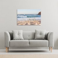 Benjamin Tate Design dune grass in Australia with turquoise surf waves of the pacific ocean (Canvas Print) / 114 x 77 x 4cm | Size: 114 x 77 x 4 cm