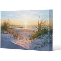 Benjamin Tate Design Sunset at the Baltic Sea Beach (Canvas Print) / 152 x 101 x 4cm in Natural | Size: 152 x 101 x 4 cm