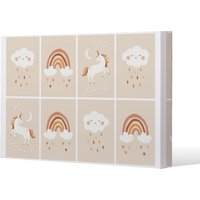 Benjamin Tate Design Cute Hand Drawn Unicorn, Rainbow & Cloud (Canvas Print) / 61 x 41 x 4cm in Natural | Size: 61 x 41 x 4 cm