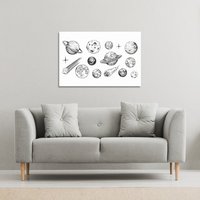 Benjamin Tate Design Set of space objects planets, stars (Canvas Print) / 114 x 77 x 4cm in Natural | Size: 114 x 77 x 4 cm