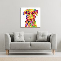 Benjamin Tate Design Amazing Illustration of Dog Pop Art (Canvas Print) / 114 x 114 x 4cm in Natural | Size: 114 x 114 x 4 cm