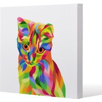 Benjamin Tate Design Animal Cat Illustration Pop Art (Canvas Print) / 114 x 114 x 4cm in Natural | Size: 114 x 114 x 4 cm