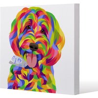 Benjamin Tate Design Animal Dog Illustration Pop Art (Canvas Print) / 127 x 127 x 4cm in Natural | Size: 127 x 127 x 4 cm