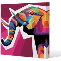 Benjamin Tate Design Colorful illustration of Elephant head in WPAP style (Canvas Print) / 77 x 77 x 4cm in Natural | Size: 77 x 77 x 4 cm