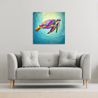 Benjamin Tate Design geometric blue water ocean (Canvas Print) / 101 x 101 x 4cm in Natural | Size: 101 x 101 x 4 cm