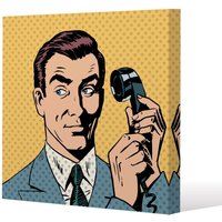 Benjamin Tate Design phone style pop art retro (Canvas Print) / 127 x 127 x 4cm in Natural | Size: 127 x 127 x 4 cm