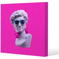 Benjamin Tate Design Plaster statue of David's head in blue sunglasses (Canvas Print) / 101 x 101 x 4cm in Natural | Size: 101 x 101 x 4 cm