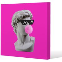 Benjamin Tate Design Plaster statue, David's head in pixel glasses (Canvas Print) / 46 x 46 x 4cm in Natural | Size: 46 x 46 x 4 cm
