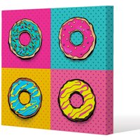 Benjamin Tate Design donut cartoon pop art style (Canvas Print) / 46 x 46 x 4cm in Natural | Size: 46 x 46 x 4 cm