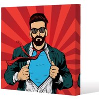 Benjamin Tate Design Strong Businessman in glasses in comic style. Success concept (Canvas Print) / 127 x 127 x 4cm | Size: 127 x 127 x 4 cm