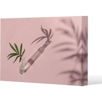Benjamin Tate Design Botanical leaf on pink (Canvas Print) / 114 x 77 x 4cm in Natural | Size: 114 x 77 x 4 cm