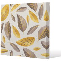 Benjamin Tate Design Botanical gold & purple leaf (Canvas Print) / 127 x 127 x 4cm in Natural | Size: 127 x 127 x 4 cm