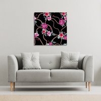 Benjamin Tate Design Chain & flowers pattern (Canvas Print) / 61 x 61 x 4cm in Natural | Size: 61 x 61 x 4 cm