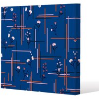 Benjamin Tate Design Flowers with check grid for fashion (Canvas Print) / 46 x 46 x 4cm in Natural | Size: 46 x 46 x 4 cm