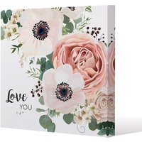 Benjamin Tate Design Garden Flower, Pink Peach Rose, White Anemone (Canvas Print) / 101 x 101 x 4cm in Natural | Size: 101 x 101 x 4 cm