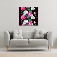 Benjamin Tate Design pattern of Pink & White Flowers (Canvas Print) / 127 x 127 x 4cm in Natural | Size: 127 x 127 x 4 cm