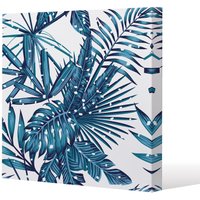 Benjamin Tate Design Snow tropical leaves (Canvas Print) / 77 x 77 x 4cm in Natural | Size: 77 x 77 x 4 cm